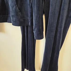 Juicy Couture Velour Tracksuit Navy Blue XL Velvet Plush Zip Lounge Set Y2K 90s thumbnail 5