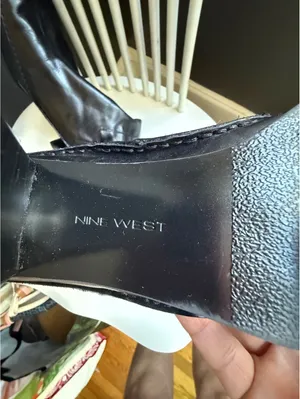 Nine West Black Leather Mid-Calf Boots with Block Heel thumbnail 5