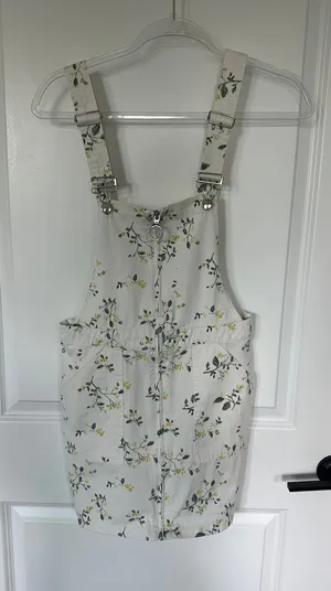 Forever 21 Floral Overall White Dress thumbnail 1