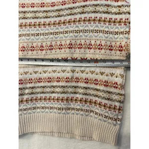 American Eagle Fair Isle Sweater Womens Small Cream Red Knit Pullover 4428BBNT thumbnail 7