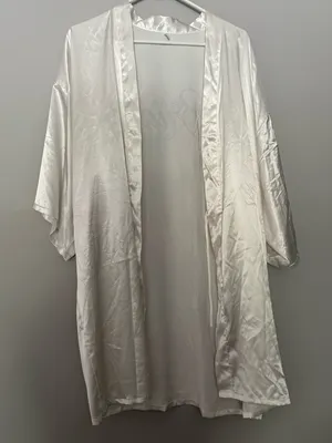 Blingy Rhinestone White Satin Bride Bridal Wedding Robe OS thumbnail 1