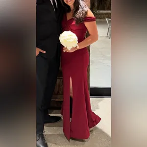 Lulus // Song of Love Wine Red Off-the-Shoulder Maxi Dress thumbnail 2