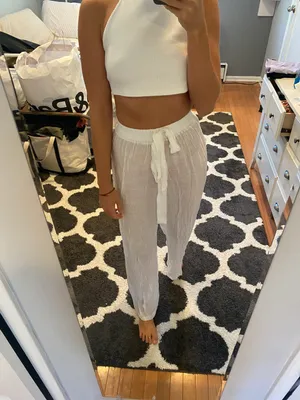 Pretty Little Thing White Flowy Beach Pants thumbnail 5