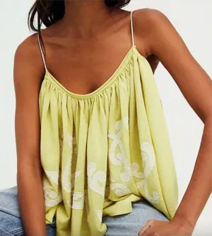 Free People On Clouds Swing Tank In Lemon Ivory Combo S thumbnail 1