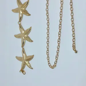Vintage Y2K Mermaidcore Gold Starfish Chain Belt, Fits 13–44 Inches, X7GA1161 thumbnail 8