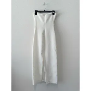ZARA Woman Oyster White Strapless Midi Dress Sleek Minimalist Chic Size Small thumbnail 5