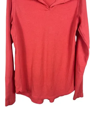 Duluth Trading Orange Waffle Knit Thermal Hoodie Long Sleeve Pullover Women’s M thumbnail 4