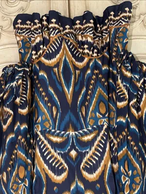 Farm Rio Pineapple Ikat Dress Anthropologie Long-Sleeve Raglan Button Size M thumbnail 5