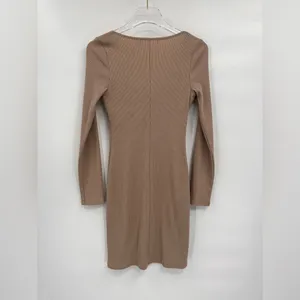 REVOLVE astr the label taupe tan long sleeve ribbed‎ mini dress size small thumbnail 4