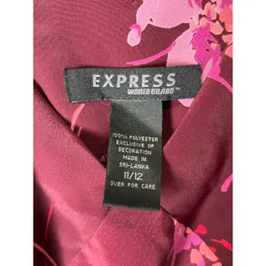 Vintage Y2K Floral Slip Dress Burgundy Pink Lace Hem Spaghetti Strap Midi M thumbnail 5