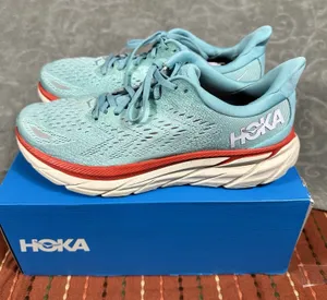 Hoka One One Women's 9.5 Clifton 8 Athletic Running Shoe Sneaker Blue Cushion thumbnail 1