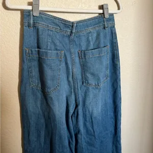Free People Mindy Flare Leg High Rise Raw Hem Jeans‎ sz 29 Indigo Blue thumbnail 5