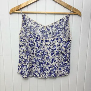 FREE PEOPLE‎ blue & white floral scalloped cami top Size S thumbnail 8
