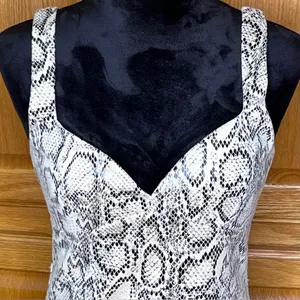 ZARA Animal Print‎ Snakeskin Faux Suede Mini Dress Black & Ecru Size Medium thumbnail 4