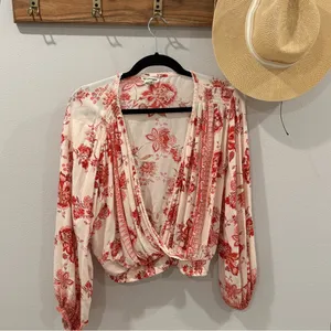Sky and Sand pink‎ and cream blouse size Medium thumbnail 4
