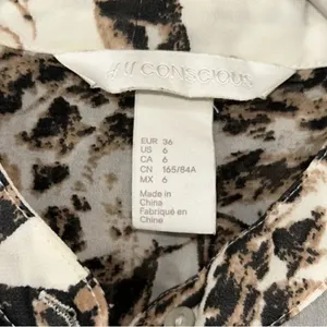 H&M Sheer Brown & Cream Tunic Top(Size 6) thumbnail 4