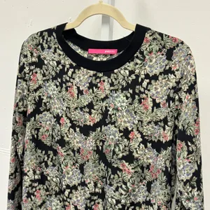 Pink Yotto Floral‎ Crewneck Long Sleeve Top Black Multi Botanical Print Small thumbnail 3