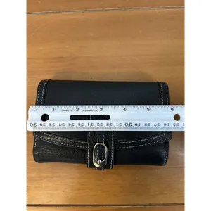 Omnia Crystal Black Leather Trifold‎ Wallet Snap Closure thumbnail 9