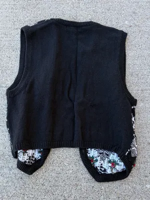 Bryn Connelly Argyle Holiday black sweater vest size Medium Christmas Festive thumbnail 3