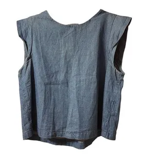 ZARA DENIM PEASANT BLOUSE thumbnail 1