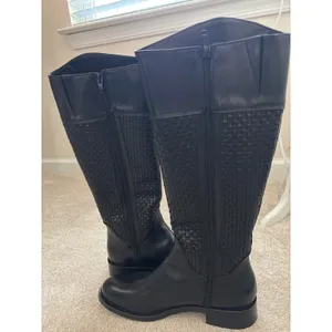 Sesto Meucci Zalia Black Quilted Woven Calf Height Leather‎ Boots Size 8.5 thumbnail 2