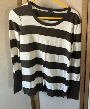 FINAL MARKDOWN GAP Chocolate striped Knit Pullover large thumbnail 1