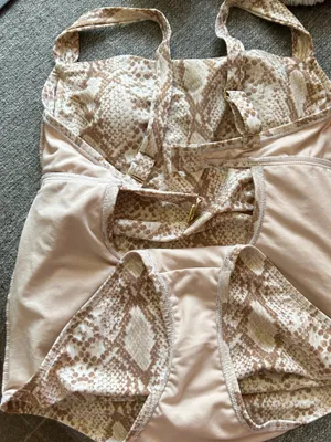 Kona Sol Beige and Light Brown Snakeskin Patterned Swim One Piece | Large 12-14 thumbnail 9