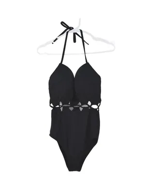 Shade & Shore Black Halter Cut-Out One Piece Wire Swimsuit Size 34DD thumbnail 3