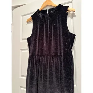 J.Crew Shimmer Velvet Sleeveless Midi Dress Size 12 Black BV968‎ thumbnail 5