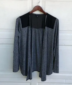 Torrid Women’s Cardigan Gray Black Open Front Sheer Plus 2X thumbnail 1