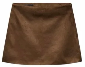 Zara 5030/511/730 Faux Suede Brown Mini Skort Side Zip S EUC thumbnail 1