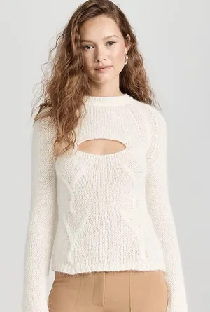 Gimaguas Ori Cutout Sweater Jumper Size Small‎ White Cable Knit Alpaca Blend thumbnail 1