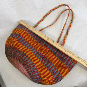 Boho Woven‎ Straw Tote Bag Multi Color Striped Beach Shoulder Bag Summer Purse thumbnail 7