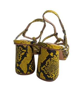 ANTONIO MELANI Yellow Snake Print Sandals Heels Size 7.5 NEW NWOB thumbnail 6