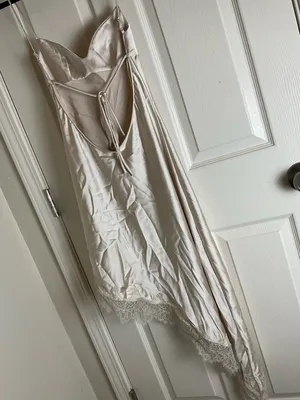Zara Asymmetric Satin Lace Slip Dress ivory Woman’s Size xsmall thumbnail 6