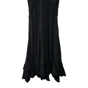 Free People One Adella Slip‎ Dress Black Lace Mini XS Boho Festival Ruffle Hem thumbnail 9