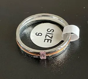 4mm pink crystal Love You woman ring size 9 thumbnail 2