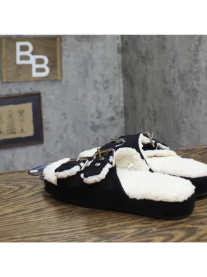 NWT Isotoner Womens Microsuede Double Buckle Slide Slippers 8532 Black S (6.5-7) thumbnail 5