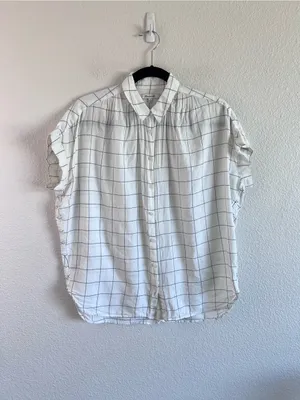Madewell‎ Women's Short Sleeve Button Front Windowpane Shirt thumbnail 2