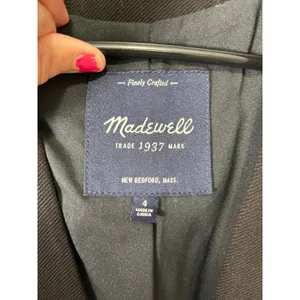 Madewell‎ Lauren Collarless Longline Blazer Jacket Black Minimalist Chic Size 4 thumbnail 5