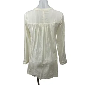 Free People Women's White Lace Pleated Long Sleeve Mini Tunic Shift Dress Sz XS thumbnail 2