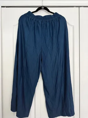 Halara Women’s Navy Wide-Leg Elastic Waist Pants - Medium Regular thumbnail 3