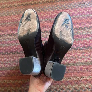 Free People Grey Velvet Booties Chunky Heel Zip Up Ankle thumbnail 5
