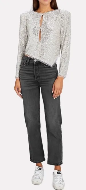 RE/DONE 70s High-Rise Stove Pipe Jeans Straight Leg Injy Black Size 26 thumbnail 1