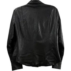 Carlisle Lambskin‎ Leather Black Lambskin Leather Button Down Shirt Jacket M thumbnail 3