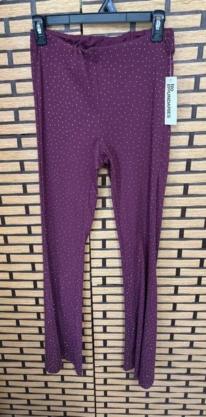 No Boundaries Burgundy Blingy‎ Flare Pull On Pants Size XS thumbnail 1
