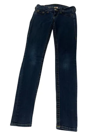 True Religion Womens 25 Dark Wash Skinny Straight Jeans Y2K Made in USA Denim thumbnail 1