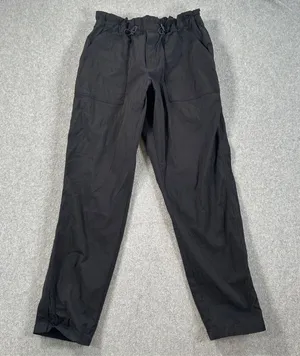 Athleta Drawstring Utility Straight Leg Active Pants Women's 10 Black Pockets thumbnail 1