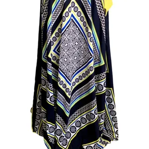 Eliza J Geometric Scarf Print Sleeveless Maxi Dress‎ in Blue/Yellow thumbnail 4