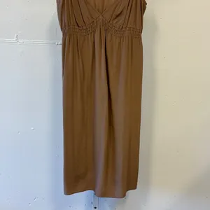 Twelfth Street by Cynthia Vincent Brown 100% Silk Smocked Slip Dress 6166 Small thumbnail 4